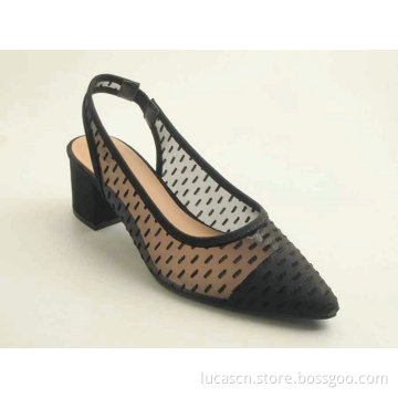 Ladies mesh upper pointy toe heel shoe